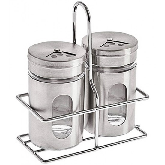 Saleiro E Pimento 100ml Com Suporte Inox 3 Peças